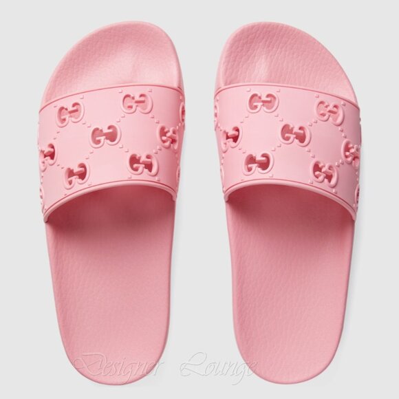 NEW GUCCI Pursuit GG Logo Rose Pink Pool Slide Sandals Women's Size EU 39 US 9 - Picture 2 of 12